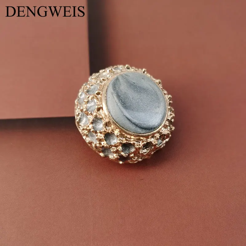 High Quality Fashion Luxury Metal Gold Buttons for Clothing Crown Pearl Ball Vintage Decorative Coat Sewing Accessories New 3pcs