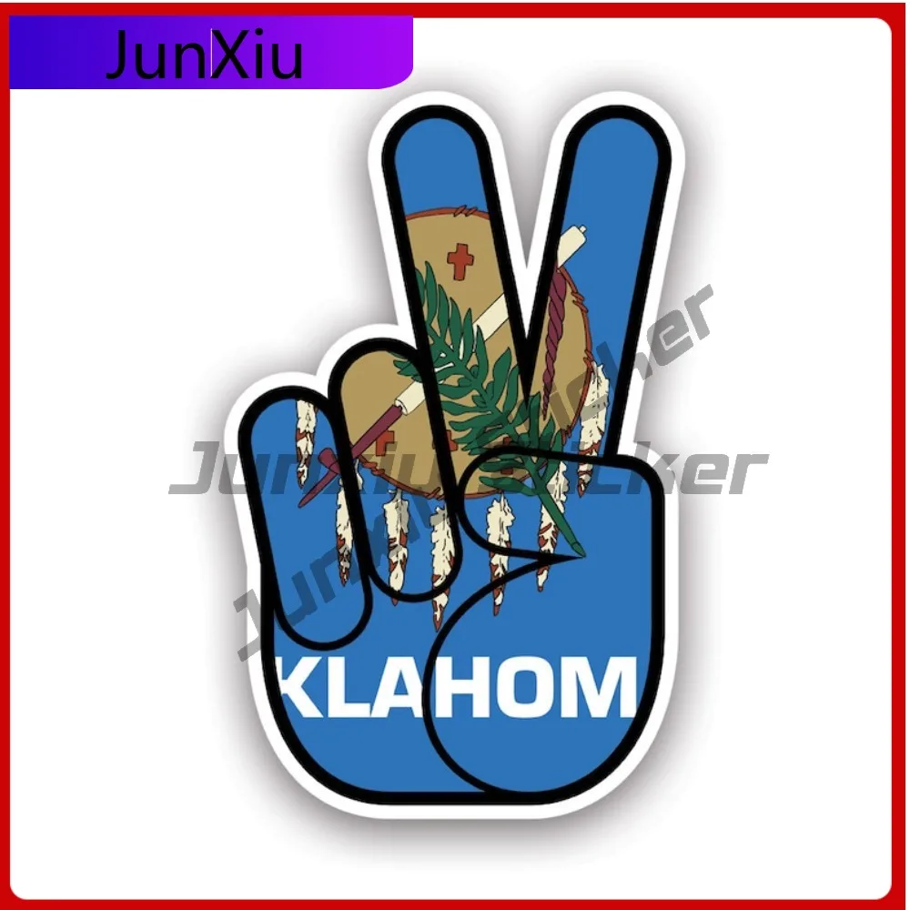 

Oklahoma State Shaped Peace Sign Sticker Creative Decals State Flag Patriotic Car Sticker Vinyl Decal Waterproof Durable Outdoor