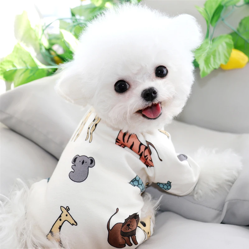 

Dog Four-legged Clothes Teddy Summer Pajamas Pomeranian Cartoon Bottoming Shirt Pet Cool Pullover Clothes for Small Dogs