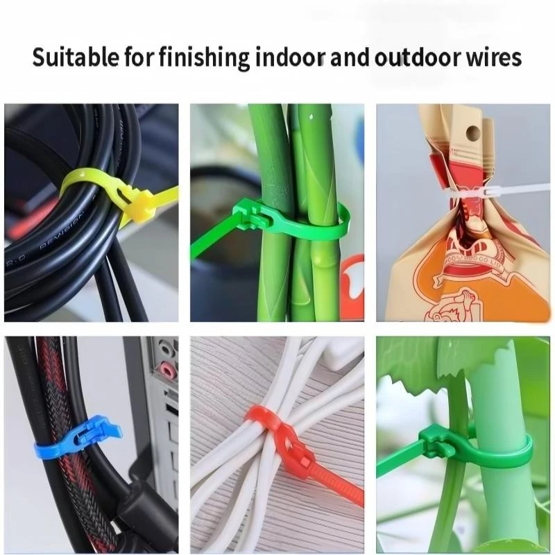 Multicolor Reusable Nylon Cable Zip Ties UV Resistant Detachable Adjustable Wire Straps Indoor Outdoor Electrical Cord Fastener