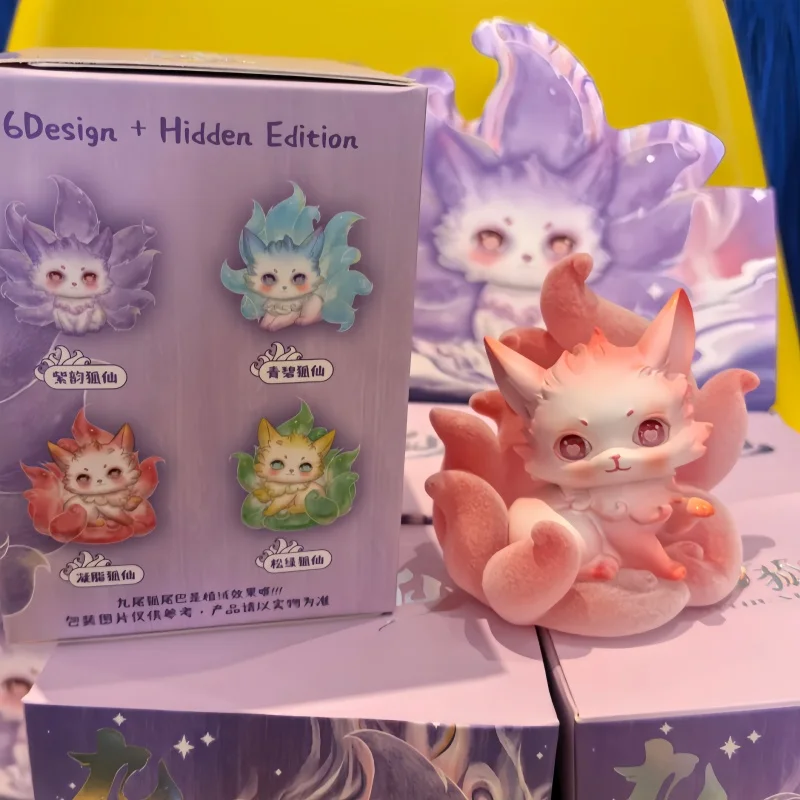 Nine Tailed Fox Fairy Blind Box – Cartoon-Fuchspuppenmodell im chinesischen Stil, handgefertigtes Desktop-Ornament, trendiges Überraschungs-Sammelspielzeug