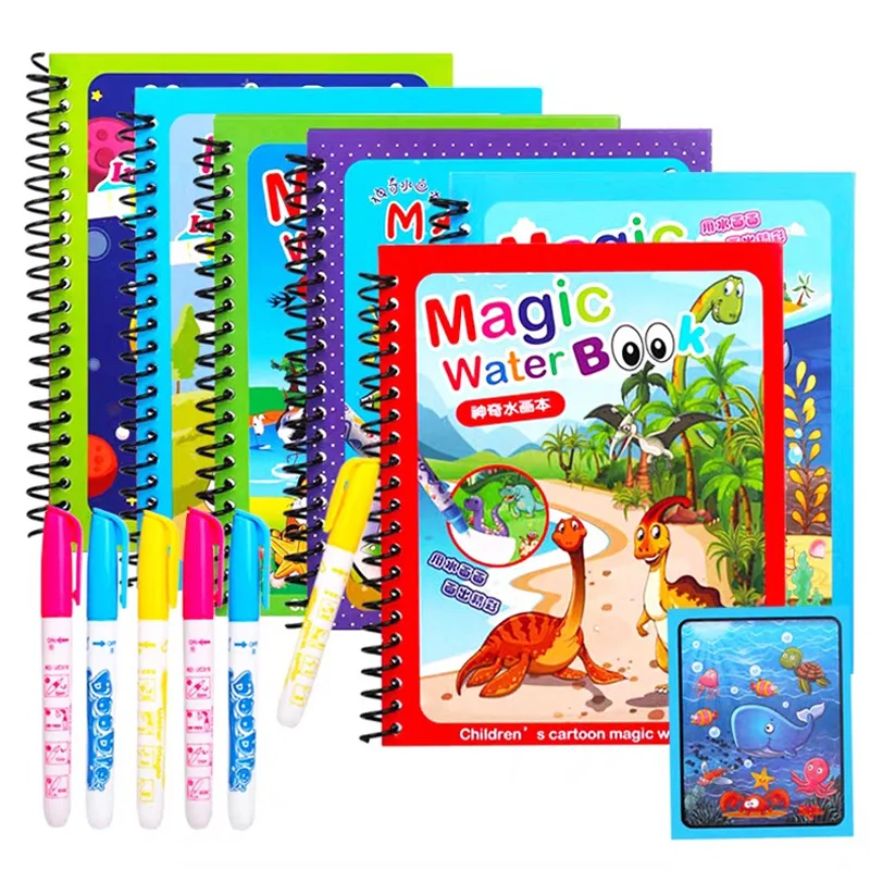 Reutilizável Magic Water Coloring Book para crianças, brinquedos Montessori, pintura, sensorial, educação infantil