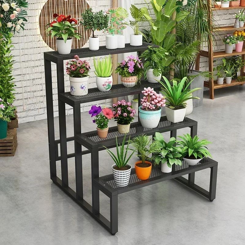 Commercial Black Flower Stand Metal Indoor Window Large Flower Stand Luxry Shelf Holder Mensole Per Piante Balcony Furniture