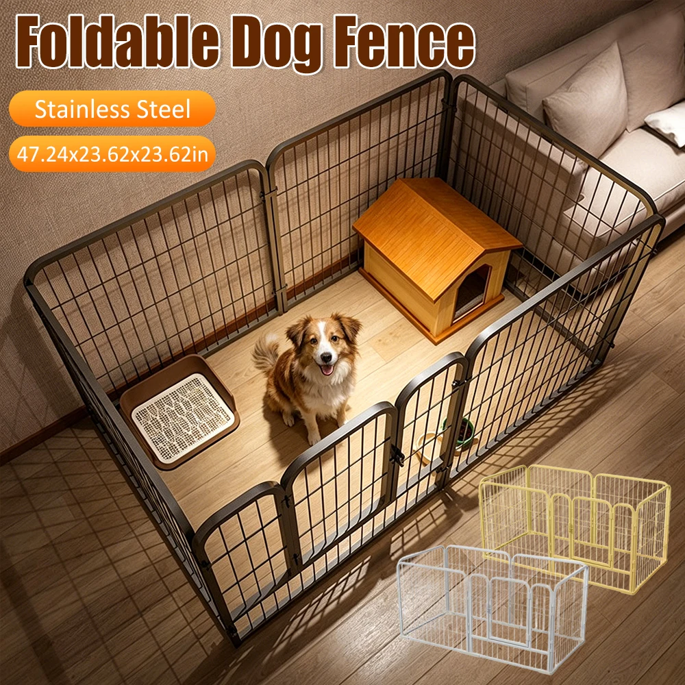 6 Panels Foldable Detachable Play Pen Heavy Duty Dog Puppy Playpen Exercise Puppy Kennel Cage for Dog Cat Rabbit Pet Exercise