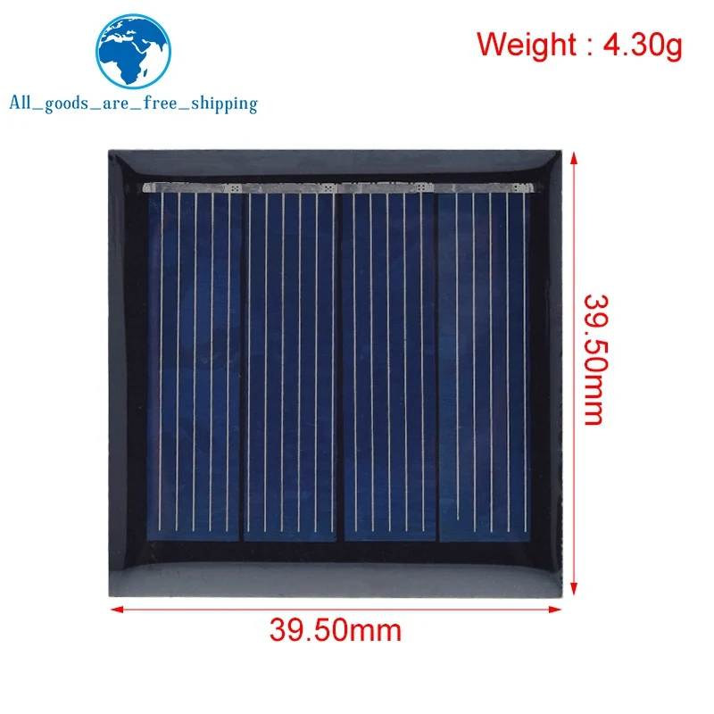 TZT 2V 65mA 0.13W Solar Panel Epoxy Polycrystalline DIY Toy Solar Light Battery Power Charge Module 39.5*39.5MM Mini Solar Cell