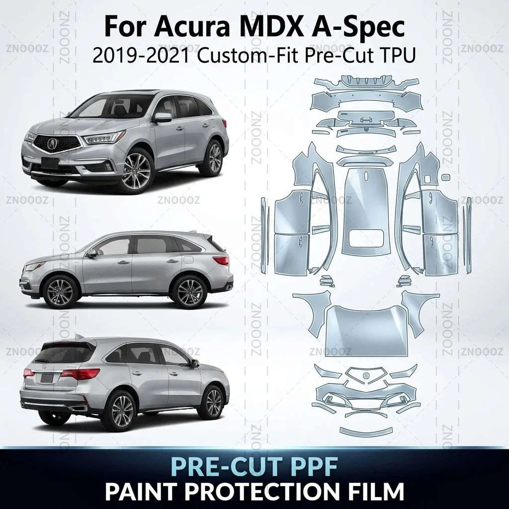 For Acura MDX A-Spec (YD3) 2019-2021 Custom-Fit Pre-Cut TPU PPF Paint Protection Full Vehicle Glossy Clear Matte Black