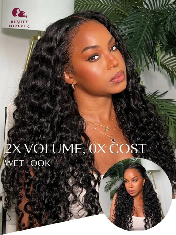 

Beauty Forever NEW 13x4 Water Curly Human Hair Wig Pre Cut Transparent Lace Frontal Glueless Wig Human Hair Ready to Wear