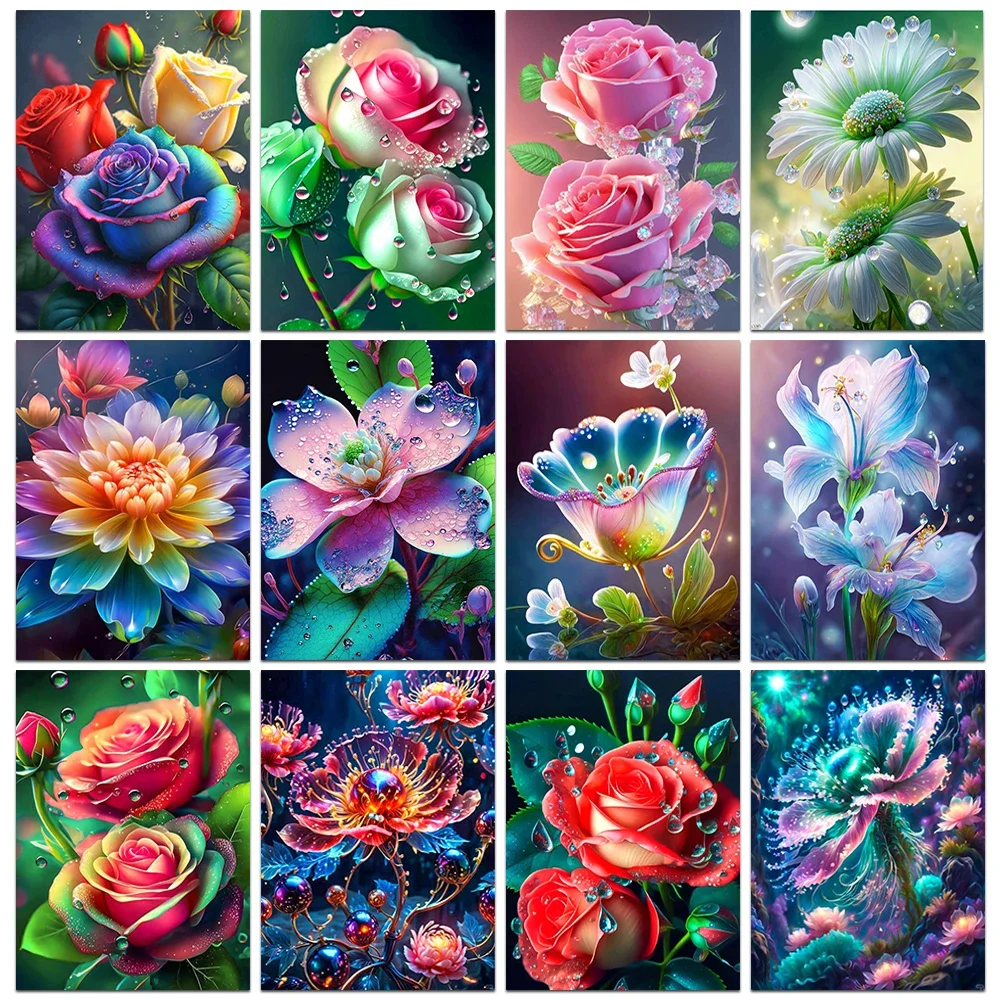 Diy Diamond Painting Rose Flower Diamond Mosaic Embroidery Art Picture Cross Stitch Kit 2023, nowa seria na prezent do wystroju domu