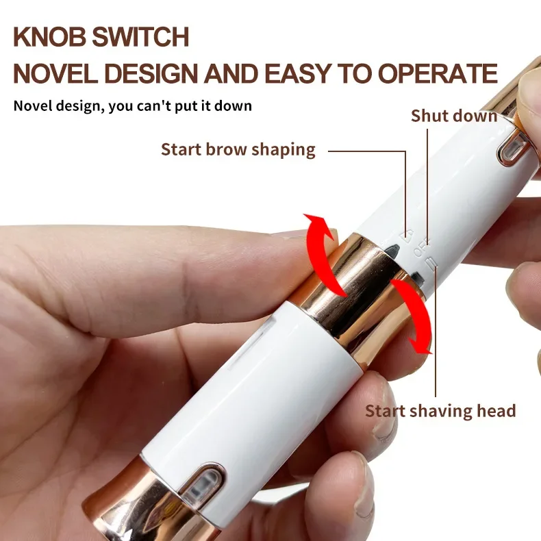 Novo 2-em-1 cabeça dupla máquina de barbear feminino aparador de sobrancelha elétrico faca de aparar sobrancelha caneta portátil
