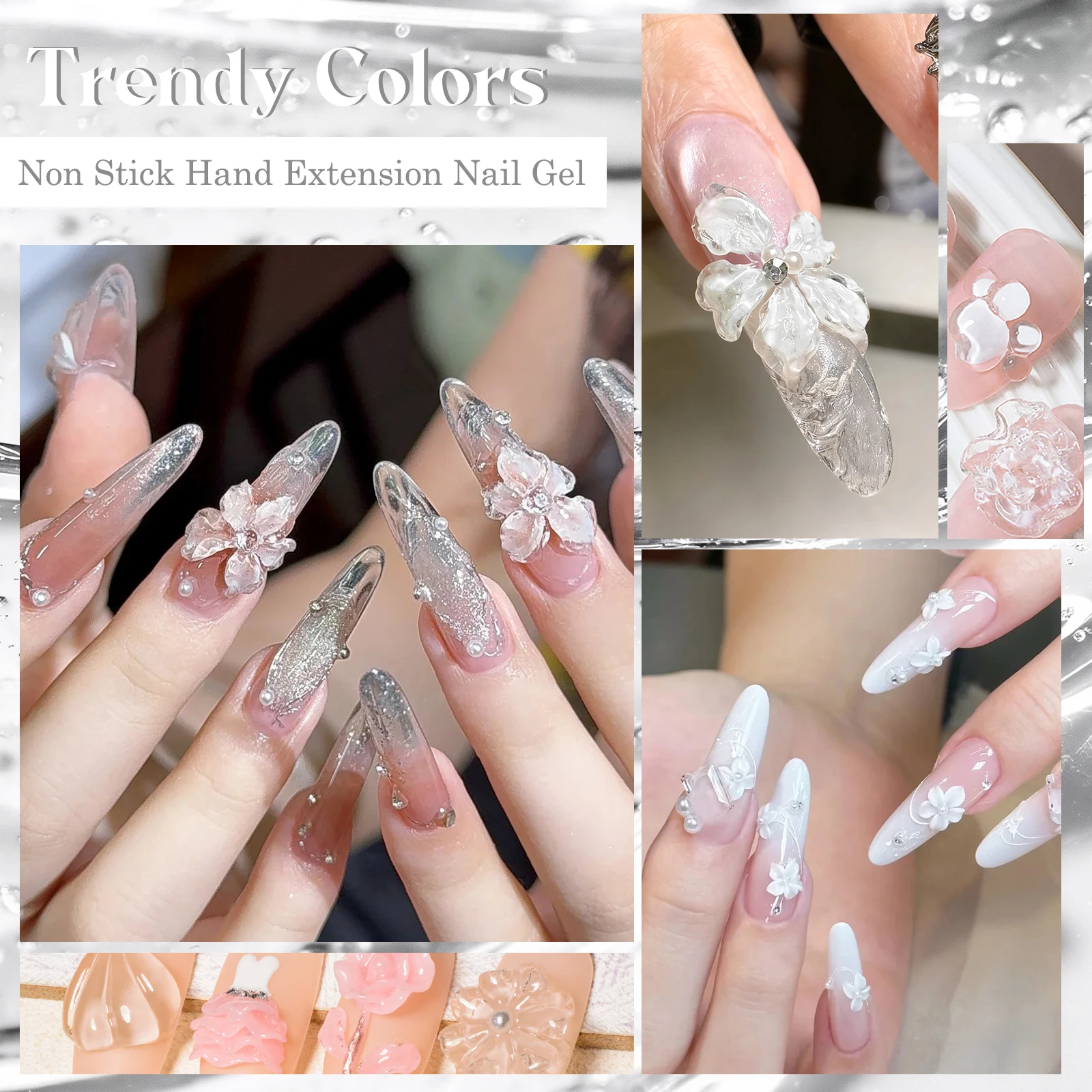 7 قطعة واضح الأبيض غير عصا اليد تمديد جيل للأظافر عدة قاعدة معطف فوقي TPO هيما الحرة الأشعة فوق البنفسجية LED مستلزمات الأظافر لنحت زهرة