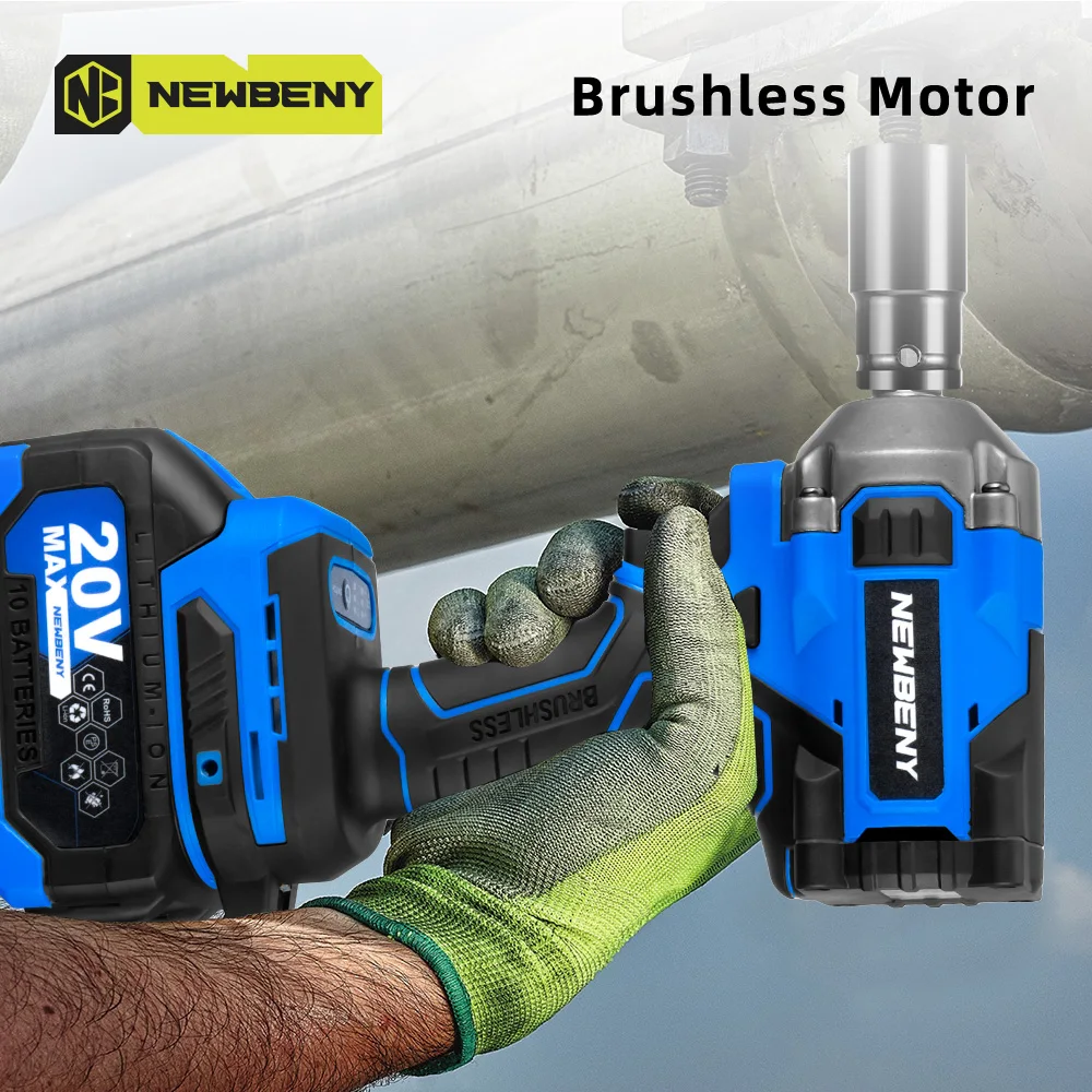 Newbeny 1000n.m chave de impacto elétrica sem escova 1/2 polegada 3 engrenagens sem fio eficiente ferramenta elétrica reparo carro para makita 18v
