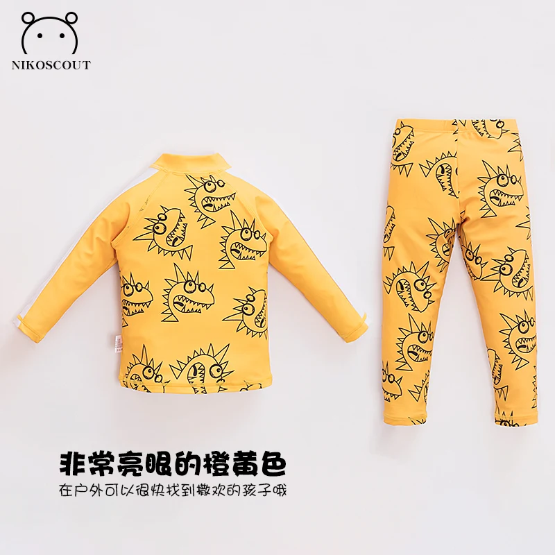 Swimsuit 2024 New Style Boys Split Long-Sleeved Medium and Large Kidsren's Boys' Swimsuit Long Pants Sun Protection Quick-Drying Kidsren's Swimsuit