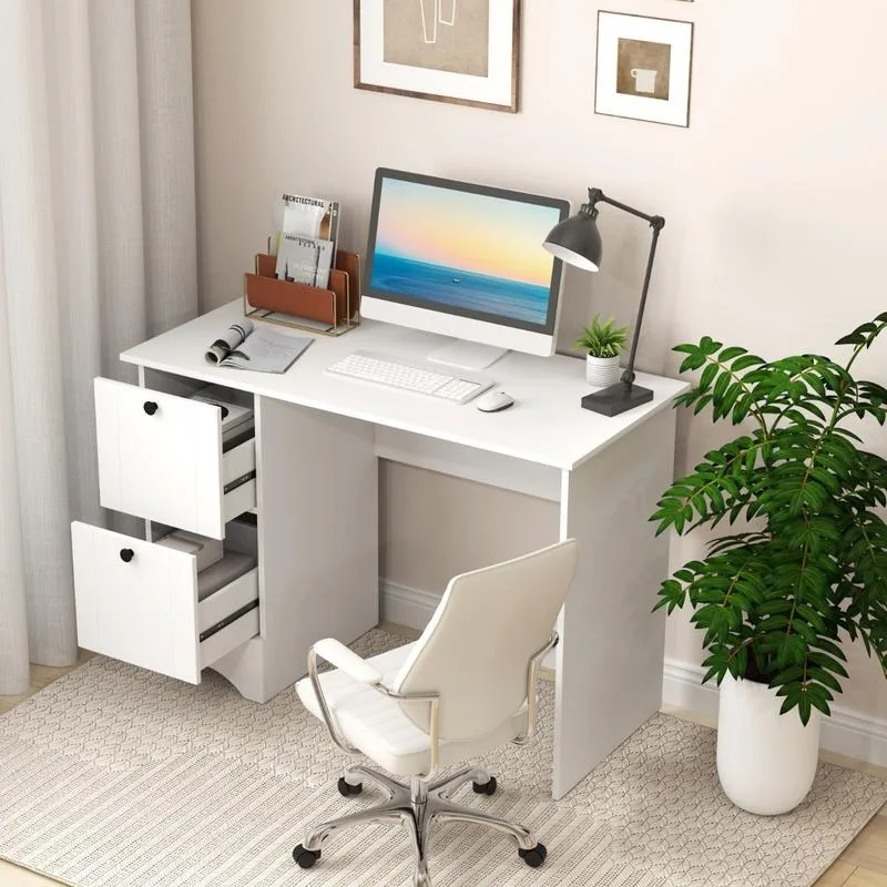 Minimalistischer, multifunktionaler Schreibtisch, geräumiger Schreibtisch mit Stauraum, stabile Struktur, einfache Organisation, Schlafzimmer, Arbeitszimmer, Büro, PC-Tisch