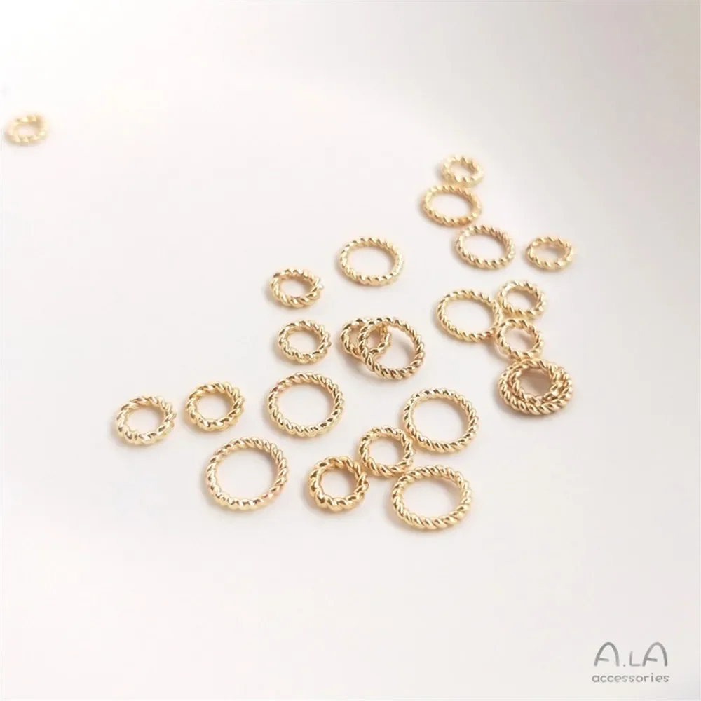 14K Banhado a Ouro Anel de Rosca Aberta, Loop Fechado, Coroa de Cânhamo, Mão String Bead, Conexão Anel Cabeça, Material Jóias, DIY