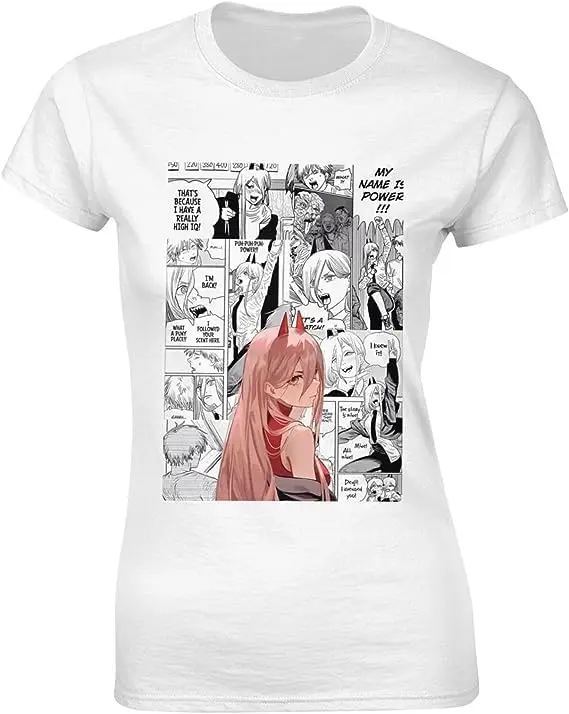 

Chainsaw Anime Man Shirt Women's Fashion Short Sleeve Cotton T Shirts Quick Dry Pattern Custom Tee Tops Black