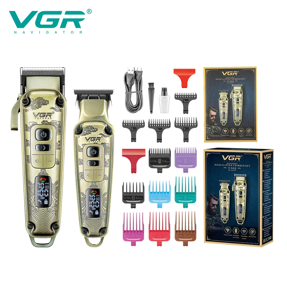 

Original VGR Professional Hair Trimmer Set For Barber Men Electric Beard Detail Hair Clipper Rechargeable Haircut Machine V-643