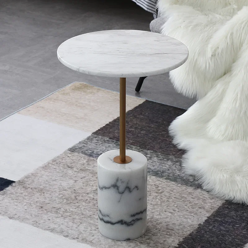 Modern minimalist natural marble coffee table set modern creative design hotel villa round wholesale customized side table