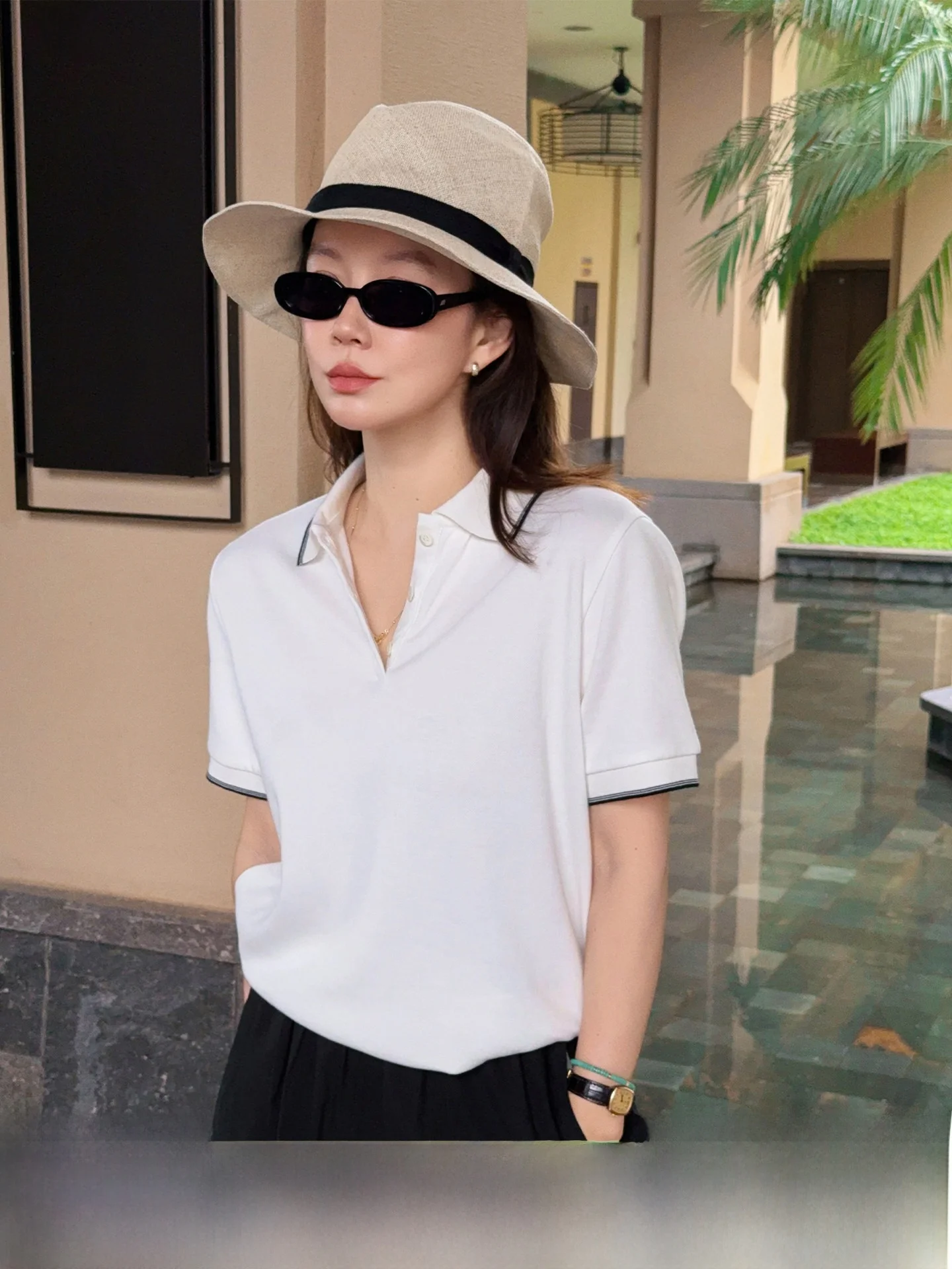 

Liberlin Sisy Shirt Women's Spring Summer New Loose Fit Casual Short Sleeve Thin Top Color Block Cotton Lenzing Lyocell