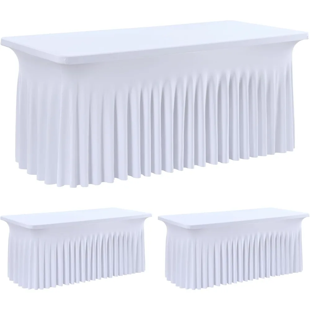 

Белые чехлы для столов из спандекса для прямоугольных столов на 6 футов, устойчивые к морщинам скатерти длиной 6 футов
