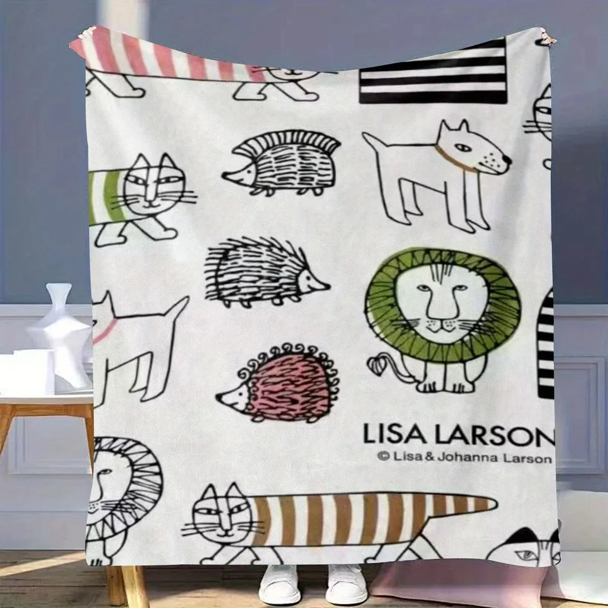 

Плюшевый фланелевый плед с тематикой Лизы Ларсон, уютный всесезонный плед для кровати, дивана, кресла, идеальный подарок на день рождения или Рождество для мужчин и женщин