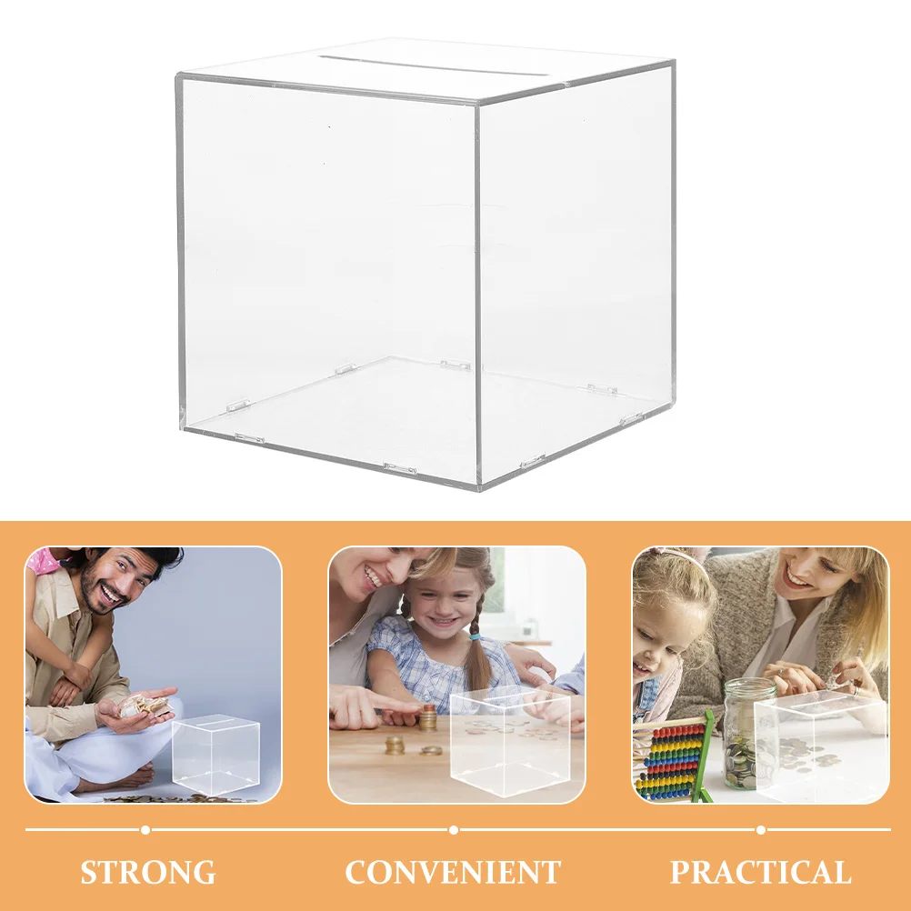 

Large Capacity Transparent Acrylic Savings Jar Unopenable Design Desktop Coin Container For Kids Adults Home Office Decor Daily