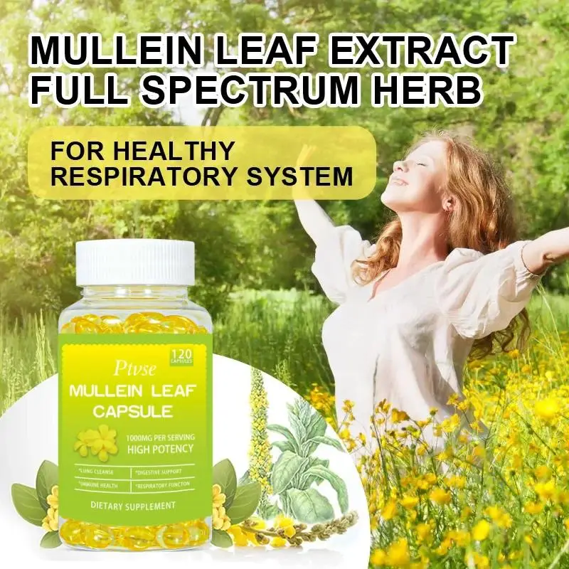 Organic Mullein Leaf Lung Detox & Cleanse Healthy Respiratory, Bronchial &Immune Function Herbal Supplement