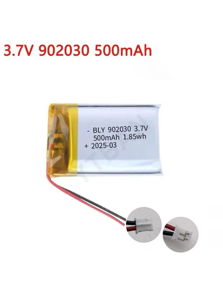Bateria litowo-polimerowa 3,7V 500mAh 902030, ładowalna, do elektroniki użytkowej, zabawek, oświetlenia LED, głośników Bluetooth, złącze PH2.0 — zdjęcie produktu 7