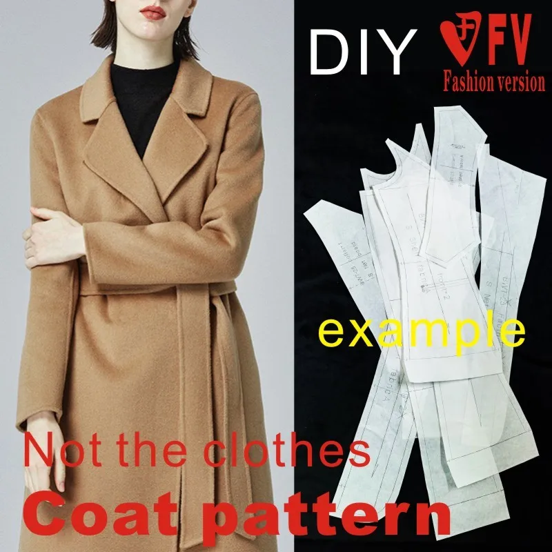 Sewing pattern double-sided cashmere women's mid-length coat coat pattern 1:1 garment production drawing BFY-331