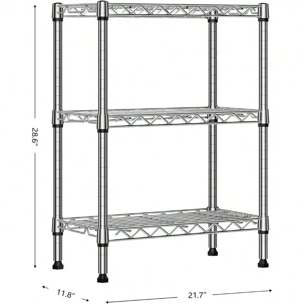 

3 Tier Wire Storage Shelves Adjustable Metal Wire Shelf Kitchen Rack