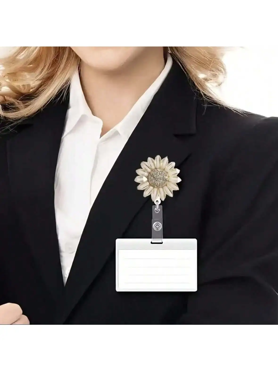 قطعة واحدة من بكرة شارة عباد الشمس المصنوعة يدويًا قابلة للسحب مع مشبك معدني - حبل انفصال 24 بوصة، 360 درجة °   خطاف دوار، سلك نايلون متين