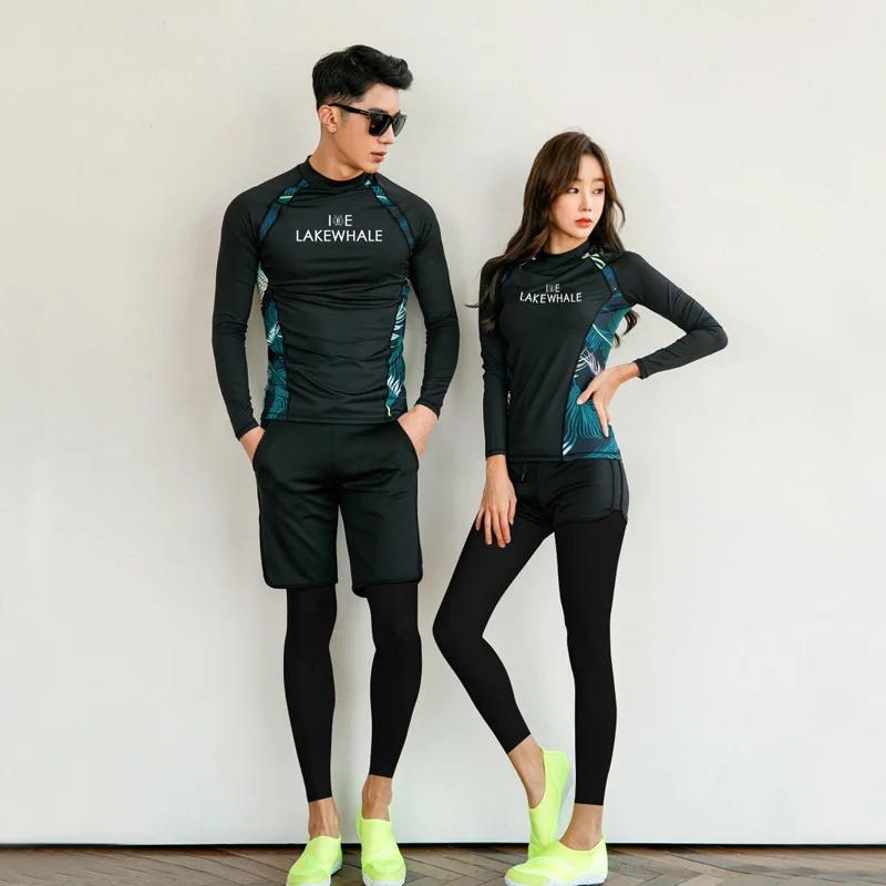 Família combinando roupas de banho casal surf mergulho terno família férias à beira-mar proteção solar wear masculino feminino menino menina maiô