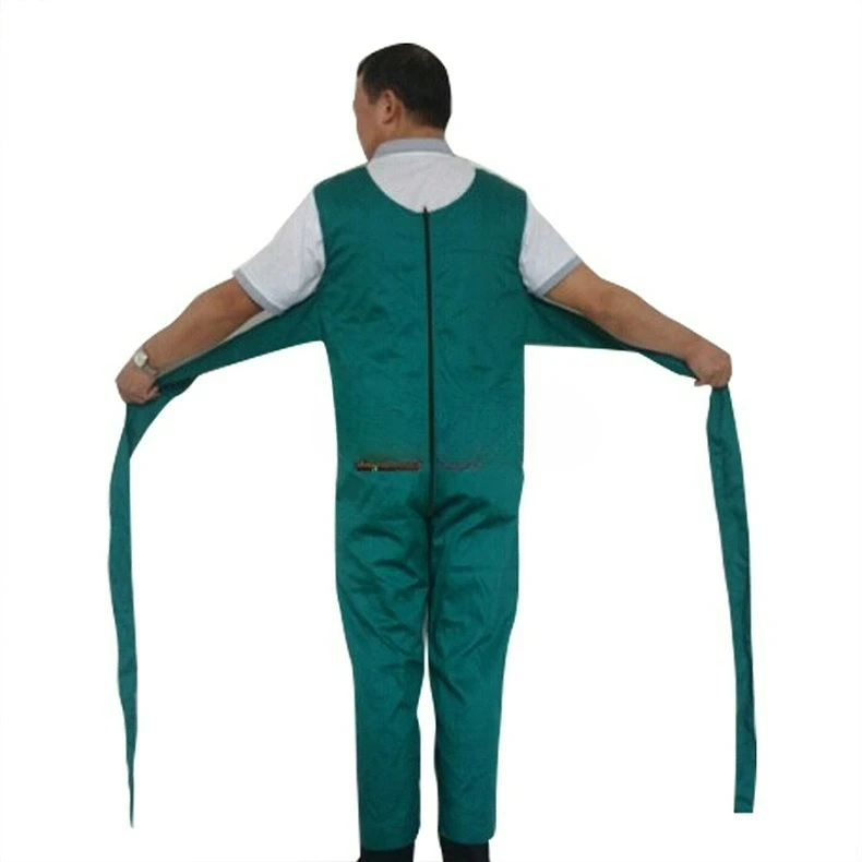 

Customizable one-piece restraint garment agitated patient restraint garment