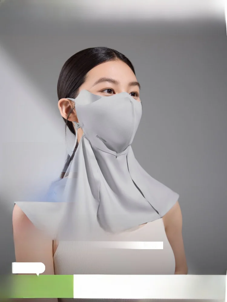 

Banana Leaf Neck Protector Mask UV Protection Skin Friendly Black Glue Neck Covering Light Blocking Face Shield for Women