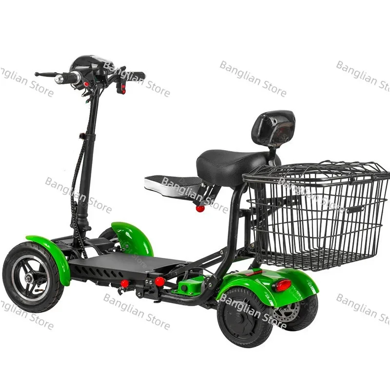 Electric Mobility Scooter for Elderly, Four Wheel Electric Car, 36V, 500W, 15.6Ah, Folding Bikes, Adults with Rear Basket