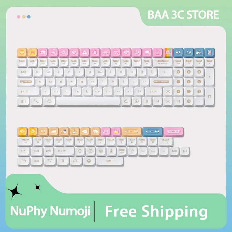 NuPhy Numoji Low Shaft Key Cap PBT Thermal Sublimation NSA 150Keys Customized Keyboard Cap Keyboard Accessories