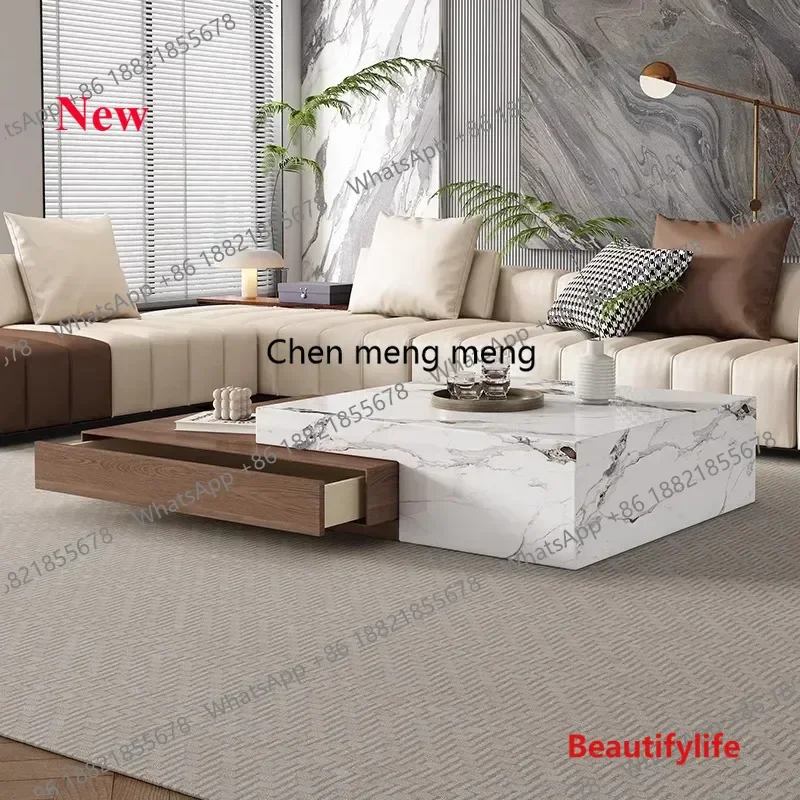 A55 Nordic Living Room Coffee Table Modern Slab Top Exquisite Glamour Drawers Delicacy Quality Mesa De Centro Sala Home Furnitur