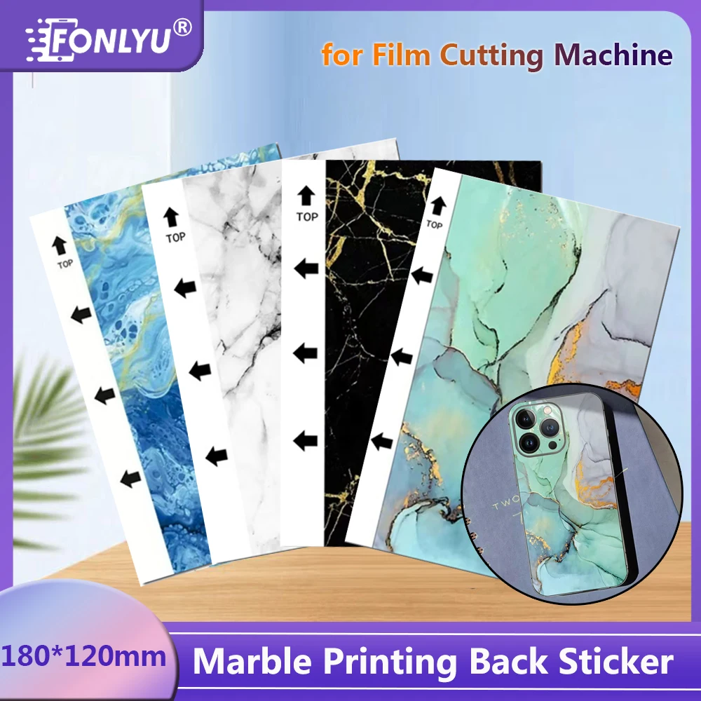 FONLYU 50PCS 3D Relief Marble Printing Back Stickers Skin for Mobile Phone Cutting Machine Back Housing Cover Protective Film