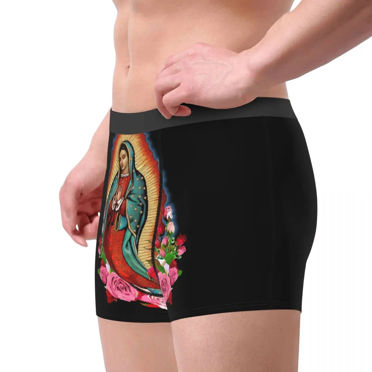 Novelty Boxer Our Lady Of Guadalupe Shorts Panties Briefs Men's Underwear Virgin Mary Mid Waist Underpants for Homme Plus Size