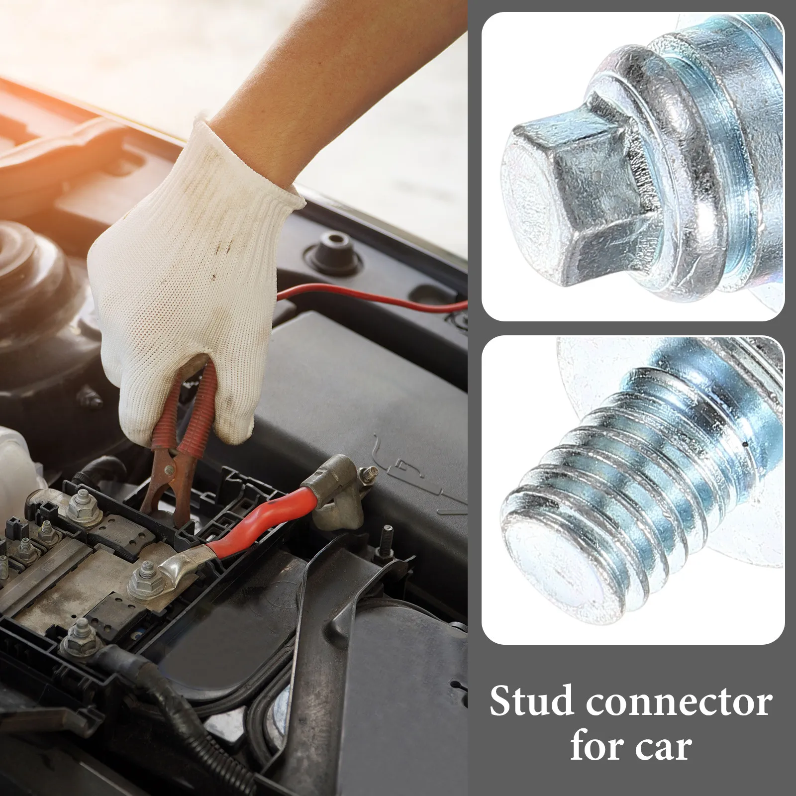 10Pcs Battery Terminal Bolt High Strength Galvanized Car Battery Bolt Set Corrosion Resistant Connector Screws Kit