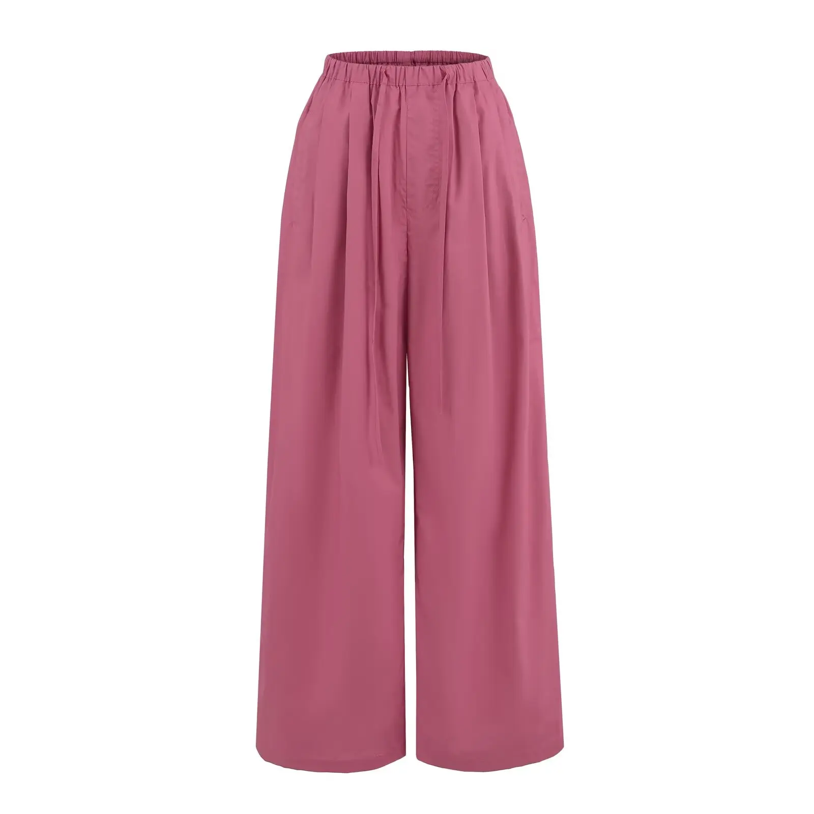 เอวสูงขากว้างบางกางเกงลำลองผ้าฝ้ายนุ่มผู้หญิงหลวมกระชับสัดส่วนฤดูร้อนสตรีทสเลกางเกง