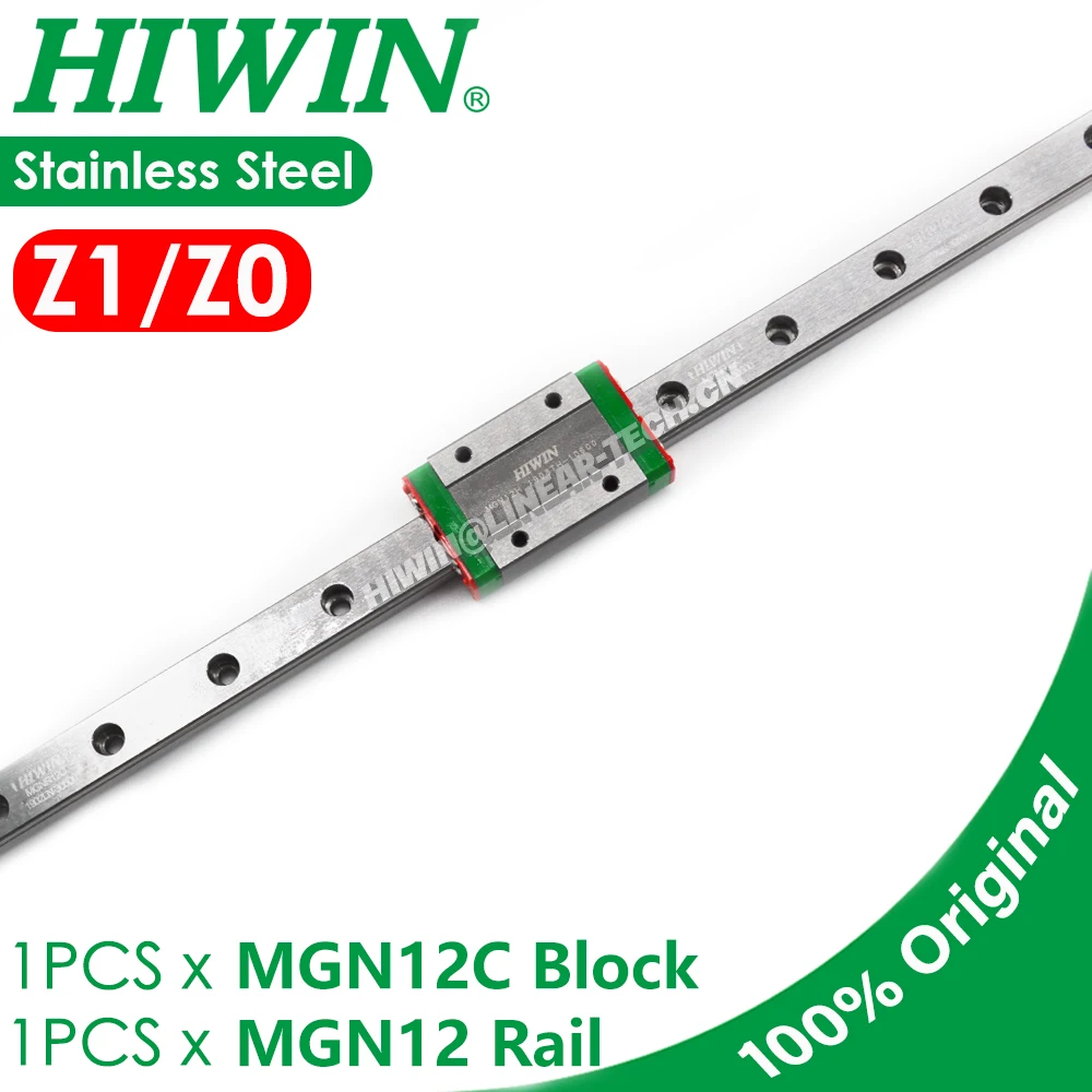 Genuine HIWIN MGN12 Linear Rail 200 300 350 400 450 500MM Z0 Z1 Preload HIWIN MGN12C Block Voron Carriage 3D Printer