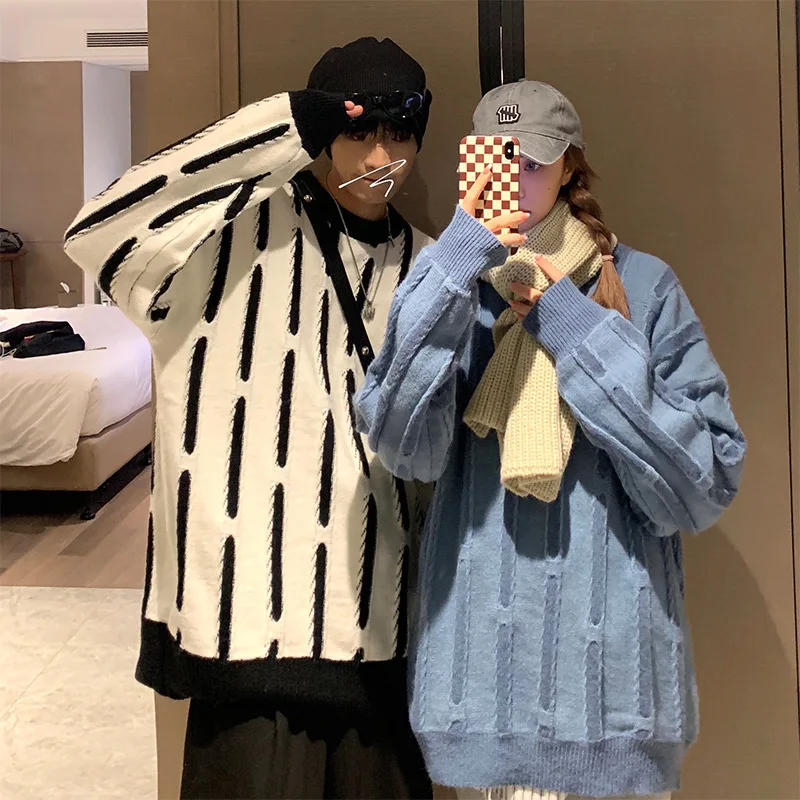 Ins Hip Hop Men's Sweater Korean Style Couple Tops Long Sleeve Vintage Sweaters Personality Women Pullovers Hot Winter Clothings