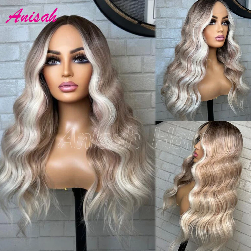 100% Virgin Human Hair Ash Blonde Colored Wig Body Wave 13x4 Lace Front Wig Preplucked 5x5 Lace Closure Human Hair Wigs