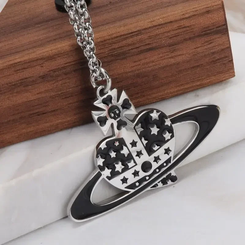 Nana Western Style Ins Trendy Black Heart Drip Oil Necklace New Arrival Cross-border Hot Selling Product