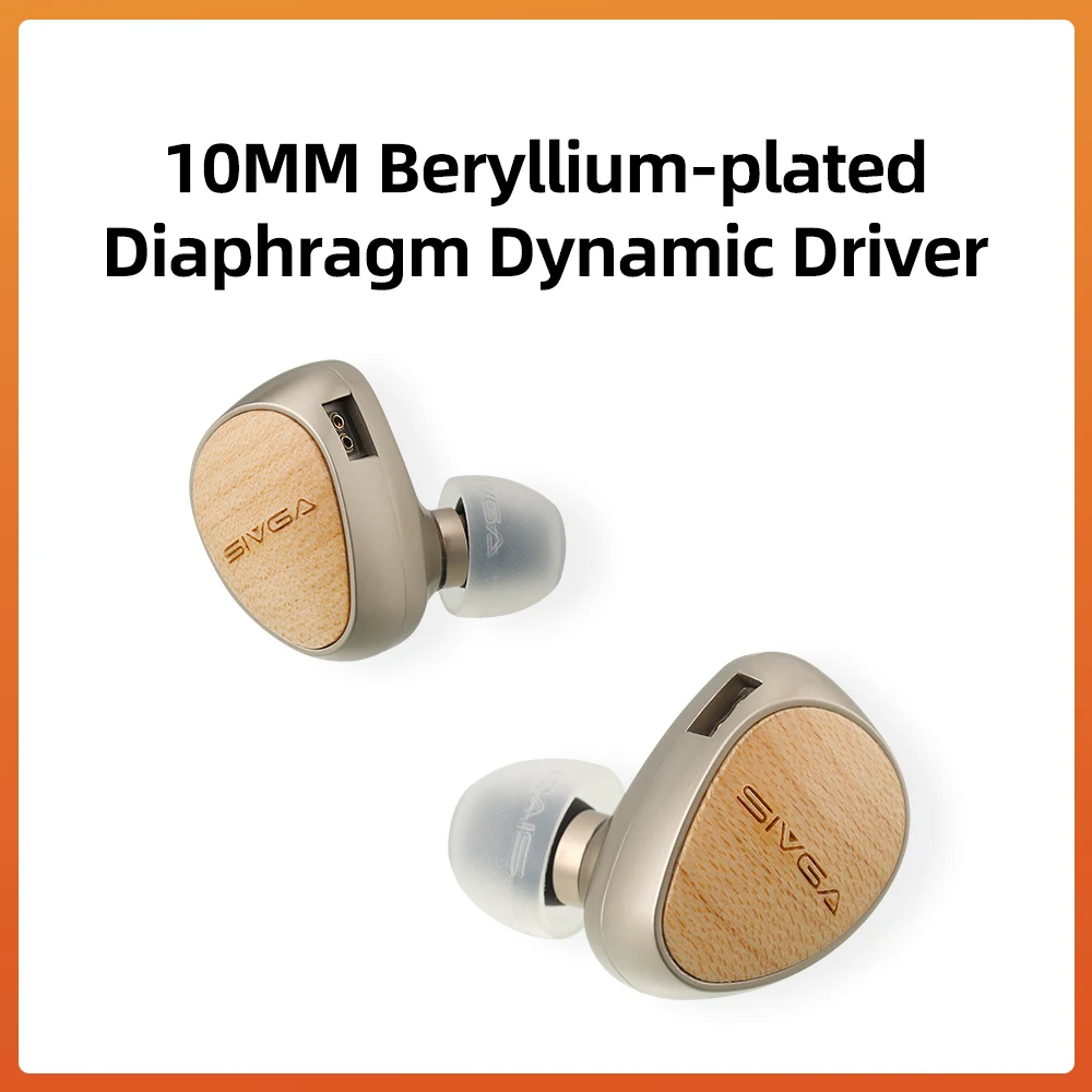 SIVGA Que 10mm Beryllium Diaphragm Dynamic Driver Earphones High-fidelity In-ear Wired Earbuds White Maple Wood Music Earpieces