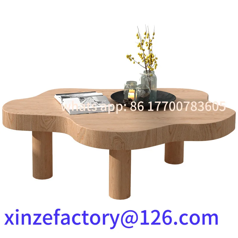 

Customizable Wabi Sand Wind Personality Creative Solid Wood Coffee Table Special-shaped Cloud