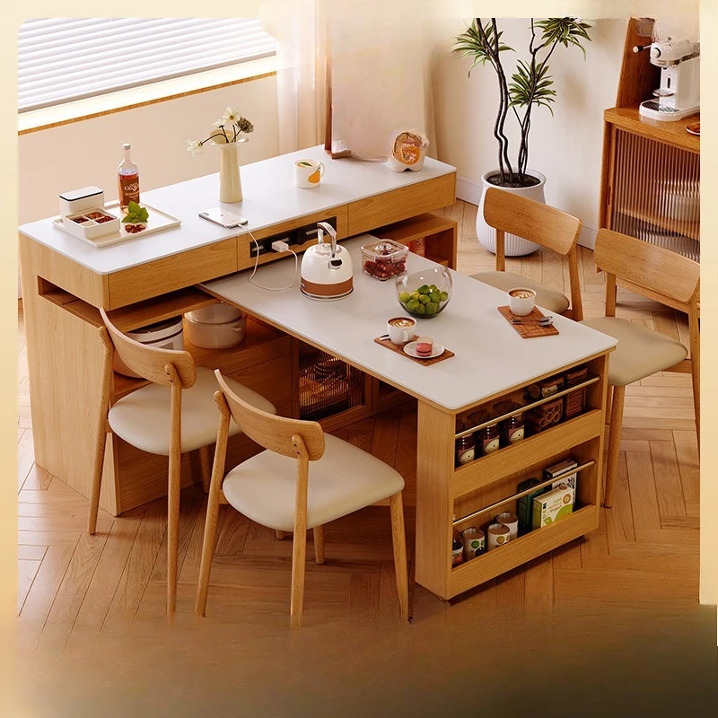 Dining table, solid wood multi-functional small apartment log