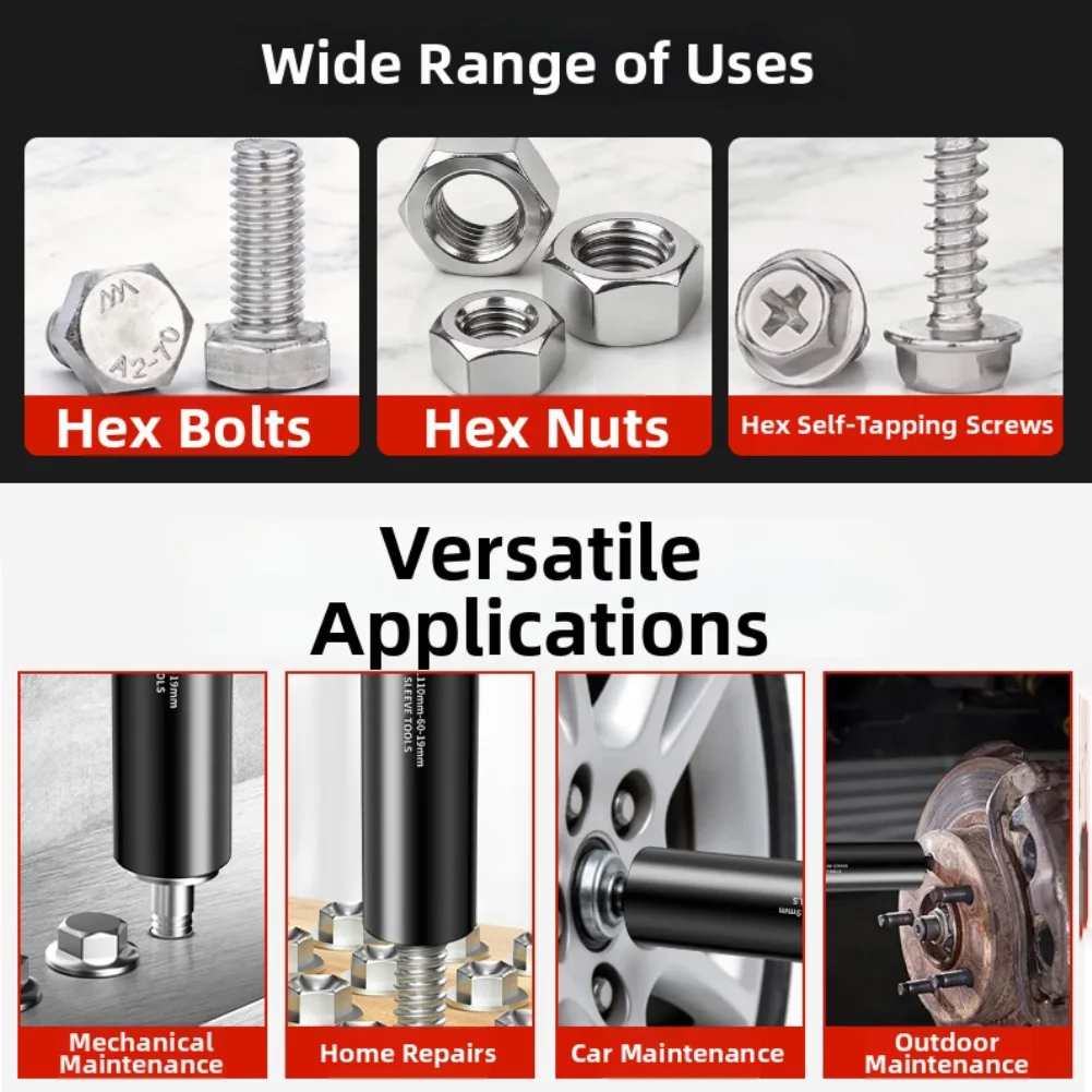1pc 110mm Deep Socket Wrench Hexagonal Socket Hex Screwdrivers Nozzle Nut Key For Mechanical Workshop Tool Wrench Accessories