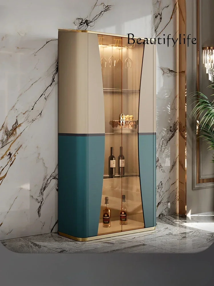 Light Luxury Glass Wine Cabinet Restaurant Wall Storage Room Fashion Designer High-End Italian Bookshelf