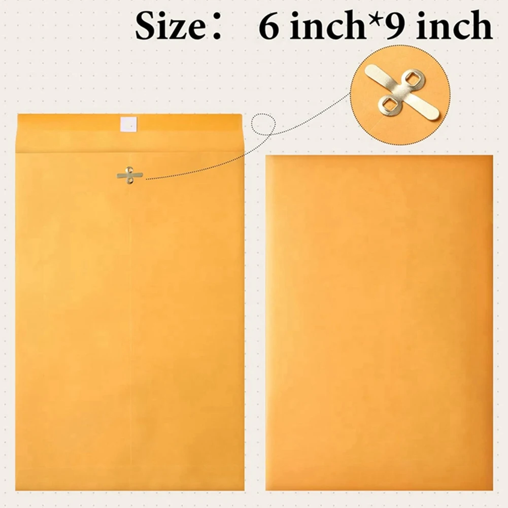 BHBL 6 x 9Inch Clasp Envelopes with Gummed Seal, Small Clasp Mailing Envelopes Made From 28Lb Paper, Bulk 120 Pack